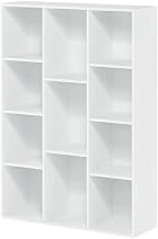Furnifact White 11-Cube Reversible Open Shelf Bookcase, Versatile Storage, Modern Design, Durable Wood, for Living Room, Office, or Bedroom