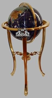 37" Floor Standing Blue Lapis Gemstone Globe with 50 USA Divided State Stones