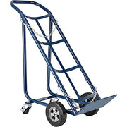 Tilt Back Cylinder Hand Truck with Curved Handle by Global Industrial – 17"L x 20"W x 47"H, Steel, Blue, Model QGR001TB