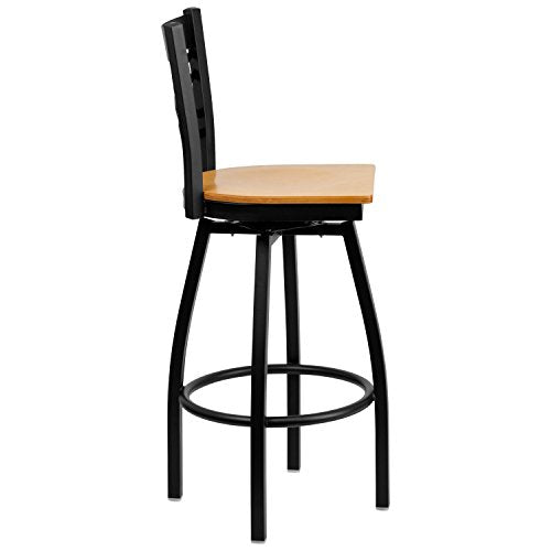 Flash Furniture Natural Wood Seat/Black Metal Frame / 1 Pack / 1 Barstools