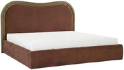 Starlight Canyon Home Ash Wood Platform Bed with Upholstered Headboard, Art Deco Wave King Bed Frame No Box Spring Needed with Slats