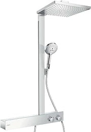 hansgrohe 27364000 Raindance E Showerpipe 300 1jet EcoSmart 9 l/min with ShowerTablet 600 Chrome Shower Pipe, 600mm
