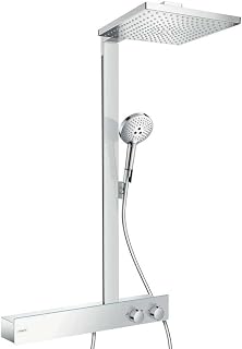 hansgrohe 27364000 Raindance E Showerpipe 300 1jet EcoSmart 9 l/min with ShowerTablet 600 Chrome Shower Pipe, 600mm