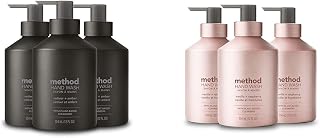 Method Gel Hand Soap, Vetiver + Amber, Reusable Black Aluminum Bottle, Biodegradable Formula, 12 oz & Gel Hand Soap, Vanilla + Raspberry, Reusable Pink Aluminum Bottle, Biodegradable Formula, 12 oz