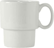 Tuxton China BPM-1003 Mug, 10 oz., 3-1/4" Diameter x 3-3/4"H, Stackable, Microwave and Dishwasher Safe, Oven Proof, Fully Vitrified, DuraTux, Porcelain White, Pack of 24