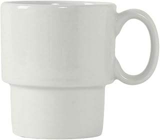 Tuxton China BPM-1003 Mug, 10 oz., 3-1/4" Diameter x 3-3/4"H, Stackable, Microwave and Dishwasher Safe, Oven Proof, Fully Vitrified, DuraTux, Porcelain White, Pack of 24