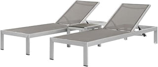 Gray 3 Piece Outdoor Patio Aluminum Set with Durable Frame, Comfortable Backrests, and Stylish Design for Garden, Yard, and Backyard Use