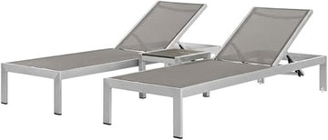 Gray 3 Piece Outdoor Patio Aluminum Set with Durable Frame, Comfortable Backrests, and Stylish Design for Garden, Yard, and Backyard Use