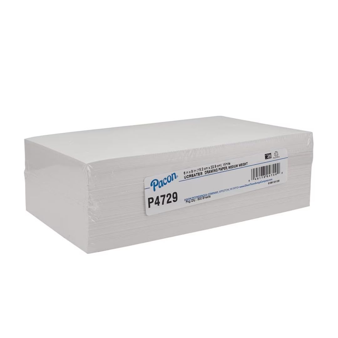 Pacon 6" x 9" (12-Pack) / White / Medium Weight Loose Drawing Paper