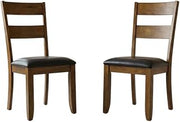 Starlight Canyon Home Rustic Whiskey Mariposa Ladderback Side Chair 2-Pack, Upholstered Faux Leather Seat, Rubberwood, Transitional Style, Distressed Finish