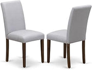 Furnifact Solid Wood Linen-Upholstered Dining Chairs Set of 2, Walnut Wooden Kitchen Chairs for Dining Room Table