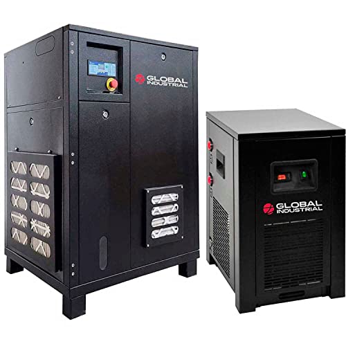 Tankless Rotary Screw Compressor w/Dryer by Global Industrial – Steel, Model 133690