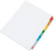 AbilityOne Table of Contents Dividers - 1-12 Numerical Tabs, Assorted Colors 7530-01-621-5258: SE, 12 Item(s)