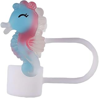 Cute seahorses Straw Straw Cover Cap,Silicone Straw Topper for Stanley 30 & 40 Oz,Splash Proof Straw Topper,Reusable Straw Cap Cover,Drinking Straw Tip Covers for Stanley