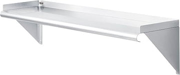 Global Industrial Wall Mount Shelf with 1-1/2" Lip 18 Gauge 430 Stainless Steel 48"W x 12"D