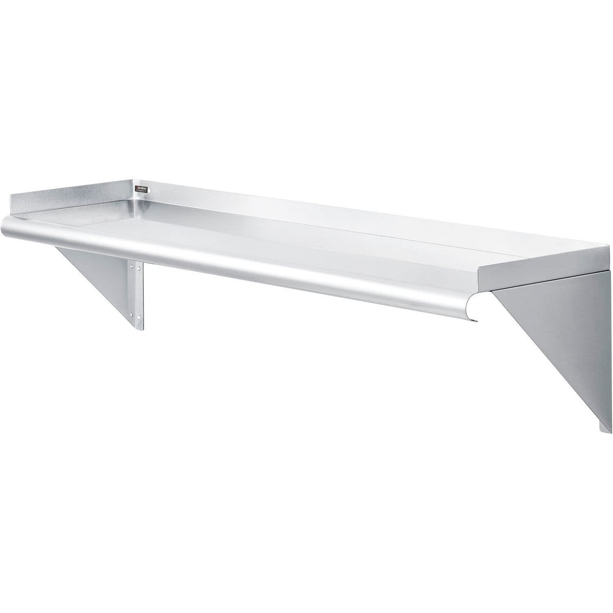 Wall Mount Shelf with 1-1/2" Lip 18 Gauge 430 Stainless Steel 48"W x 12"D by Global Industrial – 430 Stainless Steel, Silver, Model 493628