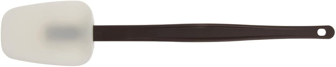 HUBERT Heat Resistant Spoon Spatula White Silicone with Brown Fiberglass Infused Handle - 16 1/2"L x 3"W