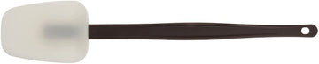 HUBERT Heat Resistant Spoon Spatula White Silicone with Brown Fiberglass Infused Handle - 16 1/2"L x 3"W