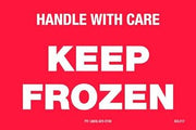 Polar Tech SCL217 Pressure Sensitive Permanent Adhesive Label, "Handle with Care Keep Frozen", 3" Length x 2" Width, White on Red (Roll of 500)