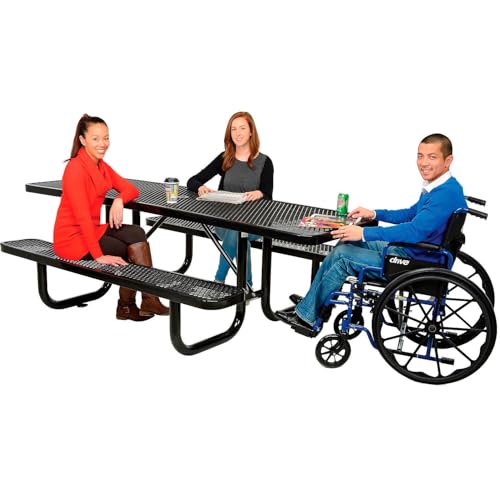 Global Industrial Black / 96 inches x 60 inches x 30 inches / Industrial Picnic Tables