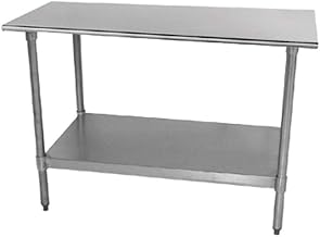 Advance Tabco TTS-184 Work Table, 48" W x 18" D, 18 Gauge 430 Stainless Top with Rolled Rim on Front & Rear, 18 Gauge Adjustable Stainless Steel Undershelf