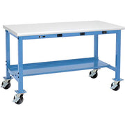 Mobile Workbench with Power Apron by Global Industrial – 36"L x 72"W x 36"H, Steel, Blue, Model 253994MBBL