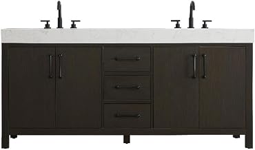 Elegant Kitchen and Bath 72" Double Bathroom Vanity in Mocha Brown