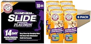 Bundle of ARM & HAMMER Clump & Seal Slide Platinum Multi-Cat Clumping Cat Litter, 18 lbs + ARM & HAMMER Cat Litter Deodorizer Double Duty, 30 oz, 6 Pack