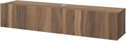 Furnifact Brown Floating TV Stand 65 inch Wall Mounted, Modern Design, Rubberwood, Cathedral Walnut Veneers, Durable Solid and Manufactured Wood
