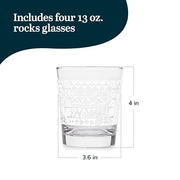 Libbey Tiki Rocks White / 13 Ounces / Tiki Old Fashioned Glasses