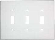 Leviton 3-Gang Toggle Device Switch Wallplate, Midway Size, 80511-W, White