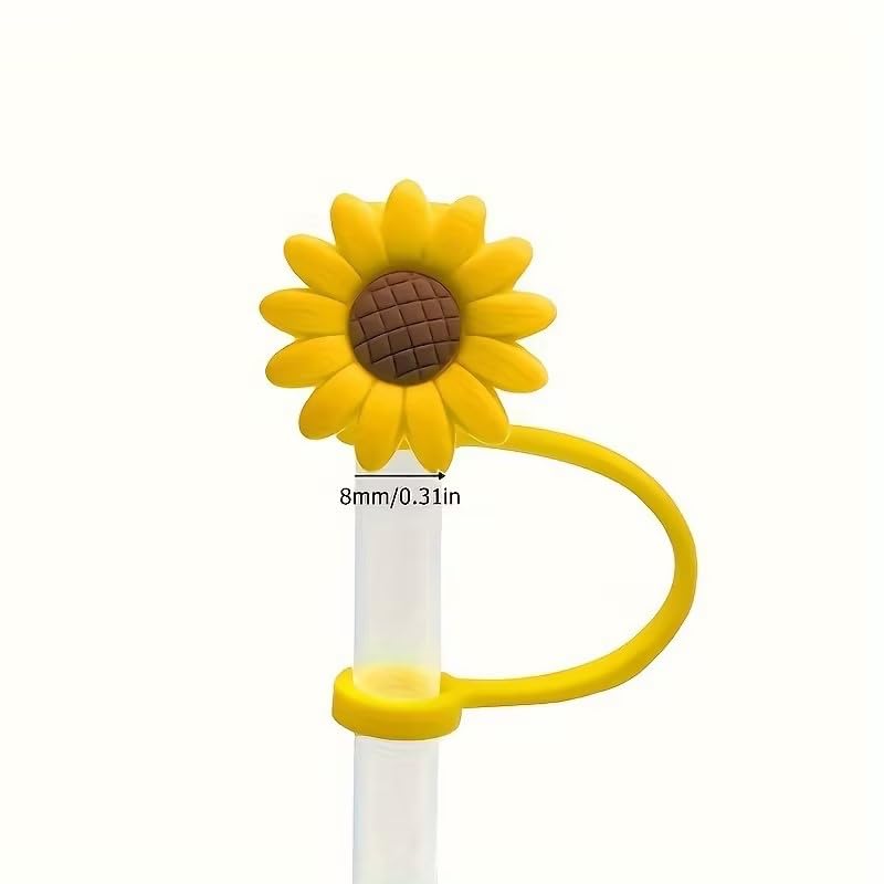 4 Pcs Drinking Straw Dispensers Sunflower Straw Plug Reusable Splash Proof Plugs Kitchen Tool Straw Tips Cover Silicone Cup Accessory Drinking Dust Cap by Jinshining – 1, Silicone