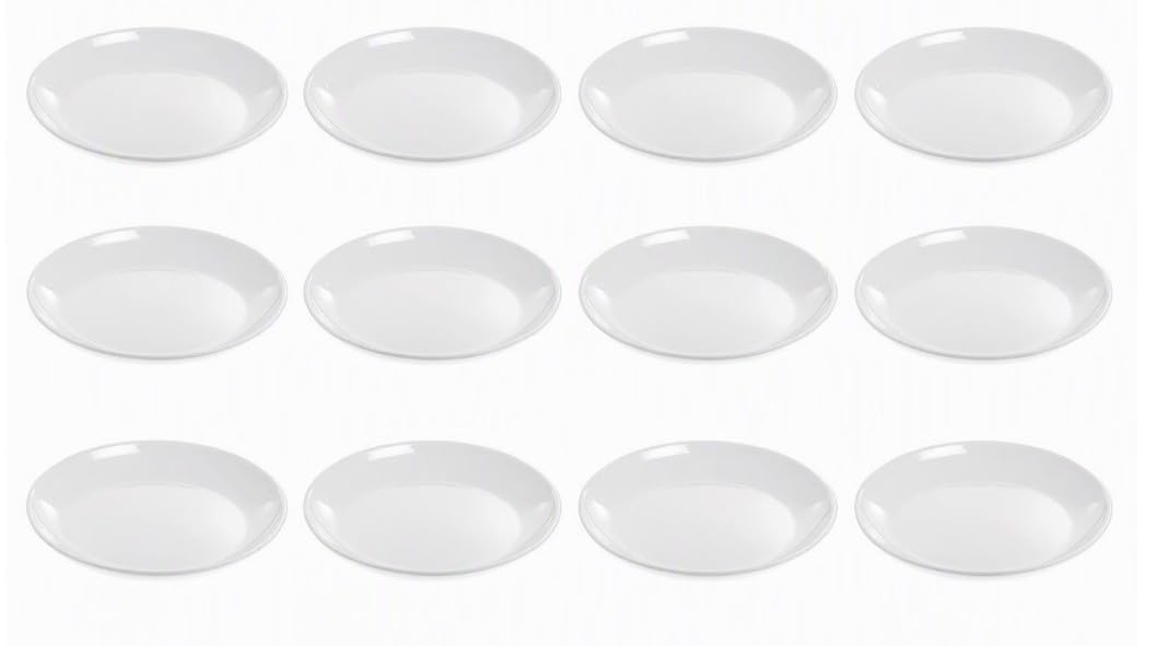 ® Shallow White Melamine Bowl - 18" L x 11" W x 1 1/2" H by HUBERT – 12 Pack, 55.0 ounces, White, Model 180710