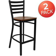 Flash Furniture Cherry Wood Seat/Black Metal Frame / Set of 2 / Traditional( 2 Pack) Barstools