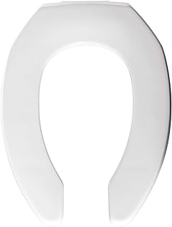 Bemis 2155CTJ 000 Commercial Heavy Duty Open Front Toilet Seat without Cover that will Lift for Easy Cleaning, Never Loosen & Reduce Call-backs, ELONGATED, Plastic, White