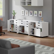 Winsome White / 4 Doors, 12 Drawers, File Drawer / Transitional Storage Cabinets