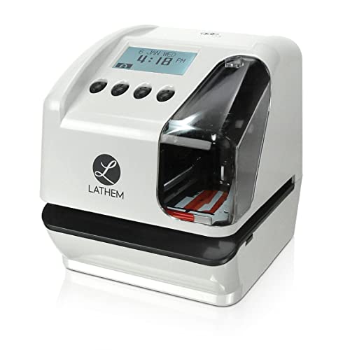 Electronic Multi-Line Document Stamp by Lathem – 7.1" x 6.1" x 7", Plastic, Clear, Gray, Model LT5000
