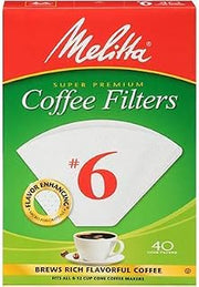 Melitta Cone Coffee Filters White No. 6 40 Count