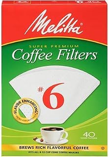 Melitta Cone Coffee Filters White No. 6 40 Count