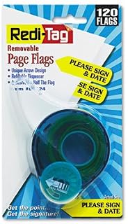 Redi-Tag Arrow Page Flags in Dispenser, "Please Sign and Date", Yellow, 120 Flags