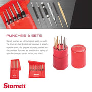 Starrett 5 Piece Set / Chrome / Industrial Pin Punches