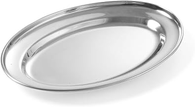 Hendi Serving Tray, Oval, Flat Rim, 350 x 240 x (H) 25 mm, Stainless Steel | Tray, kitchen tray, serving platter, coffee tray