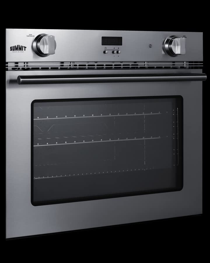 27" Wide Gas Wall Oven by Summit Appliance – 3 cubic feet, 3.0 cubic_feet, Stainless Steel, Silver, Model SGWOGD27