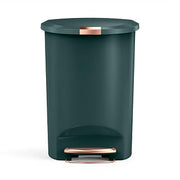 simplehuman Semi-Round Step Can, 50L / 13 Gallon Kitchen Trash Can, Studio Edition, Pet-Proof Slide Lock, 150,000-Step Pedal, Lid Shox® Silent Close, Hunter Green Plastic