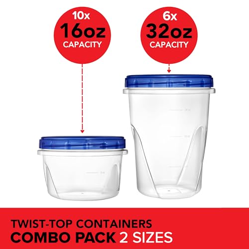Stock Your Home 16 Count / Blue / 32.0 ounces Container Sets