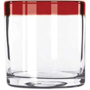 Aruba Red Rocks Glass by Libbey – 12 oz, 12.0 ounces, Glass, Clear with Red Rim, Pack of 12