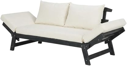 Gray Contemporary Daybed with Acacia Frame, Ca Foam Filling, 100% Polyester Upholstery, Stain Finish, Stylish Outdoor Lounge Furniture