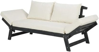 Gray Contemporary Daybed with Acacia Frame, Ca Foam Filling, 100% Polyester Upholstery, Stain Finish, Stylish Outdoor Lounge Furniture