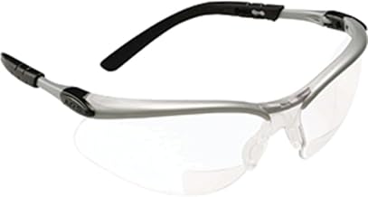 3M Reader +2.0 Diopter Safety Glasses, Silver/Black Frame, Clear Lens