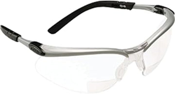 3M Reader +2.0 Diopter Safety Glasses, Silver/Black Frame, Clear Lens